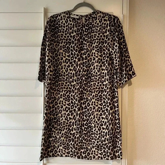 EQUIPMENT FEMME NEW Aubrey Leopard Print Silk Shift Dress XS - Picture 8 of 13
